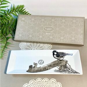 New St. Nicholas Square Christmas Holiday Treat Tray With Vintage Bird Motif